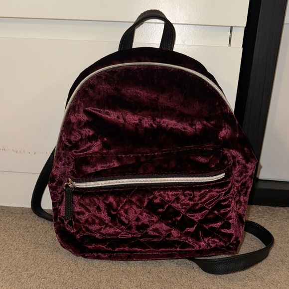 Mini Velvet Burgundy Backpack - Picture 1 of 6